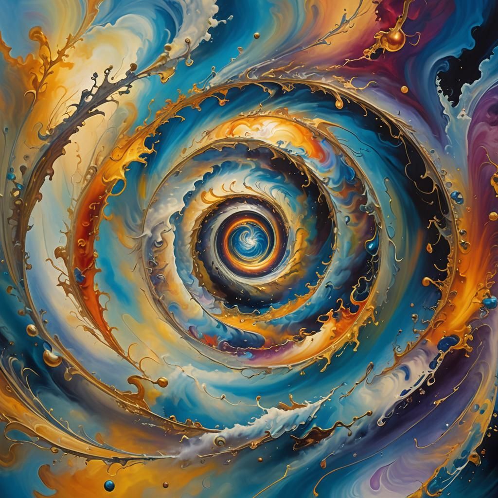 Surreal Vortex Disrupts Balance as Oil Painting