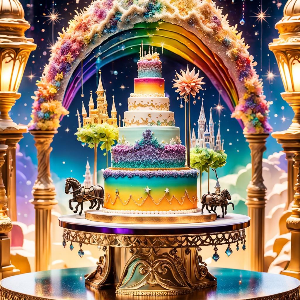 Fairytale Cake with Diamond Chariot in Magic World