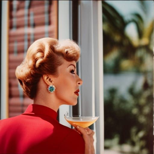 1950s housewife at the window