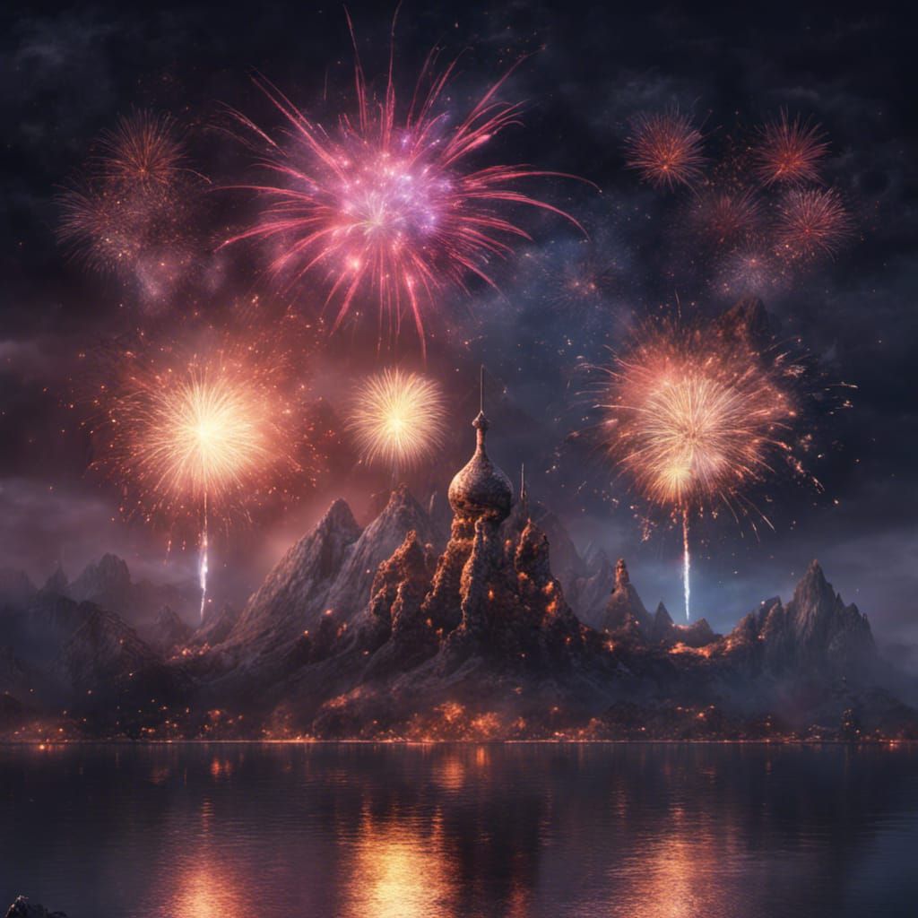 Spectacular Fireworks Display in the Night Sky