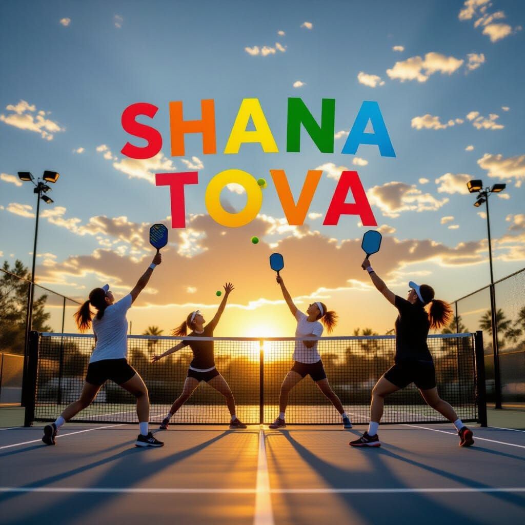 Pickleball Players Celebrate Shana Tova at Sunset