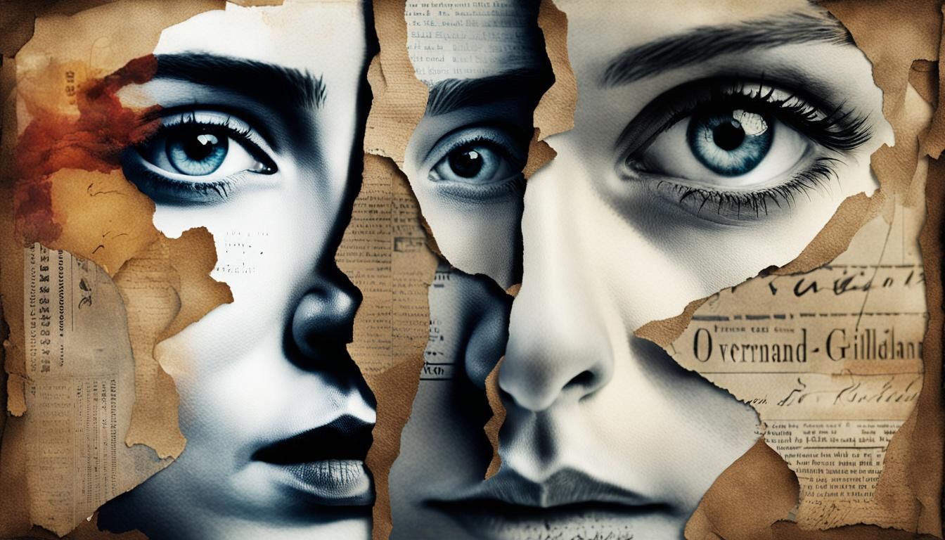 Surreal Double Exposure Portrait in Gouache Style