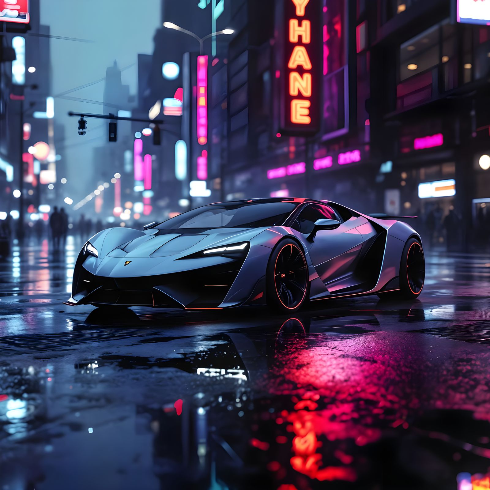Cyberpunk Lamborghini Revuelto Interior in Neon Style