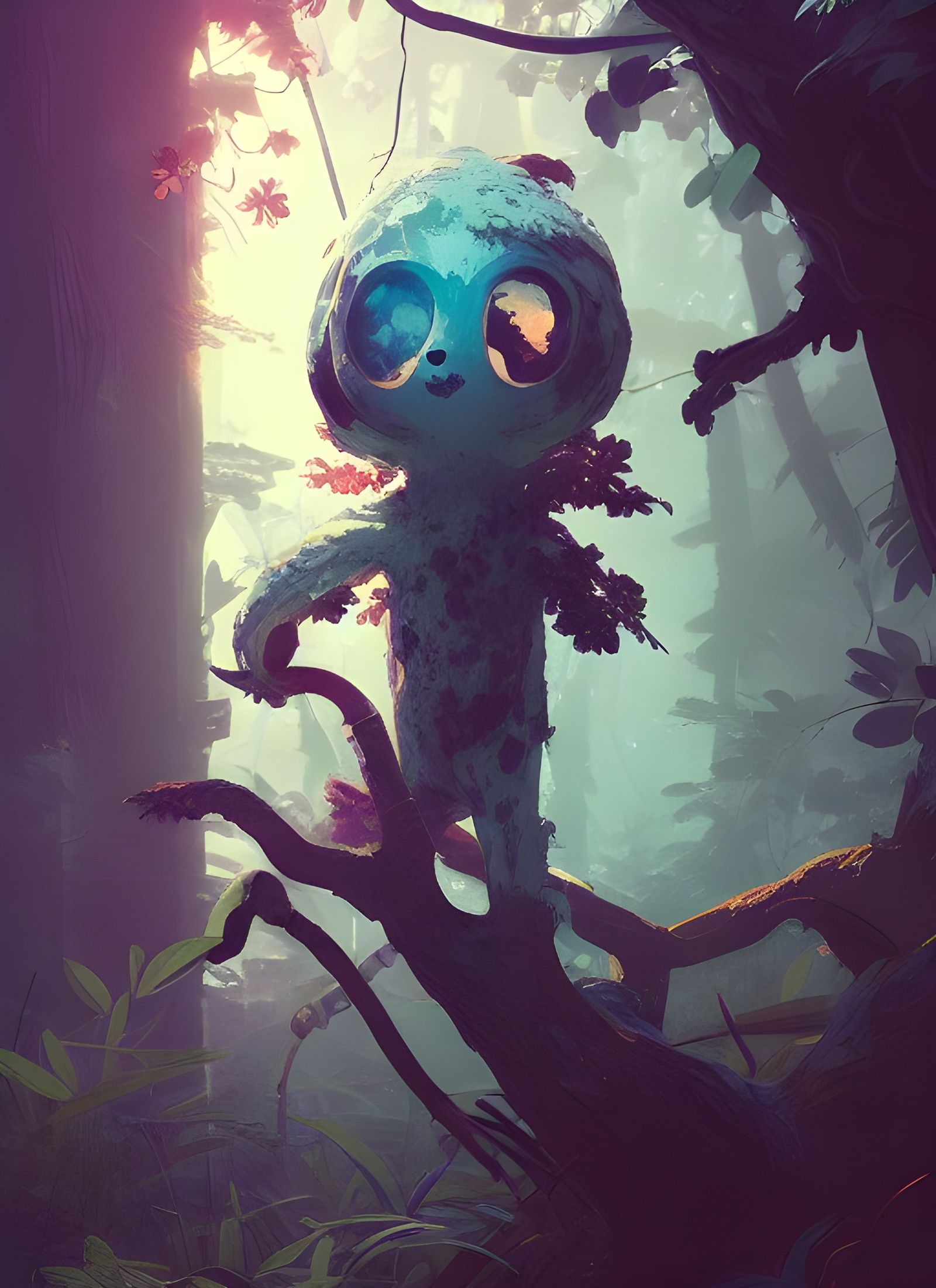 Forest Ghost Portrait in Digital Illustration Style