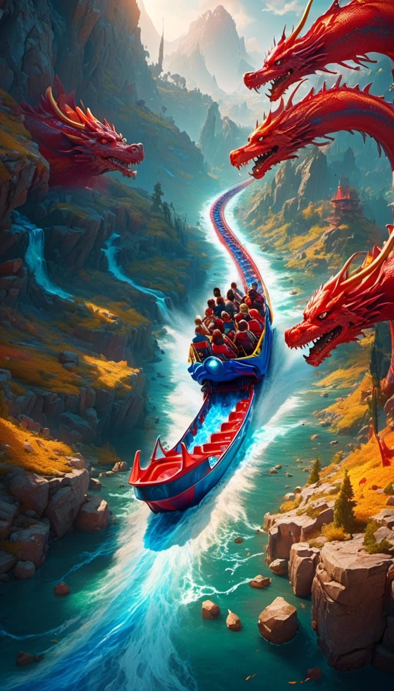 Epic Dragon Boat Roller Coaster with Flame Runes