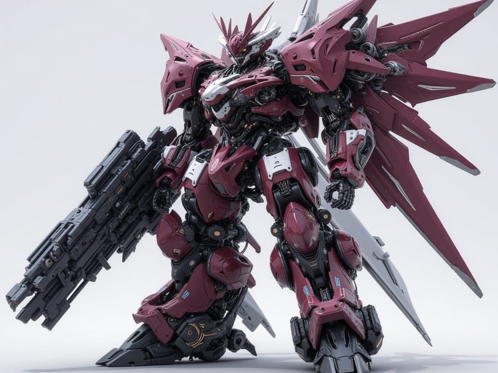Female Mecha with Laser Cannon in Cyberpunk Anime Style