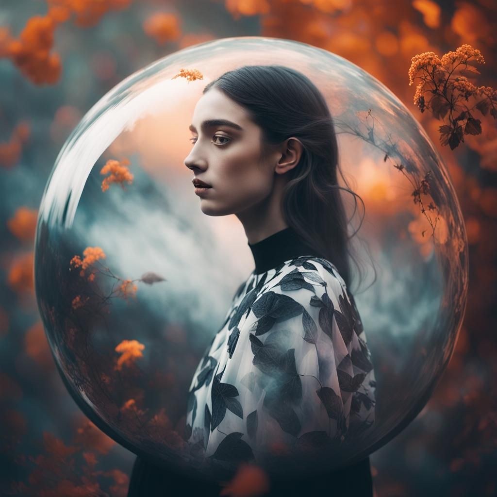 Mystical Orb: Surreal Portrait in Dreamlike Style