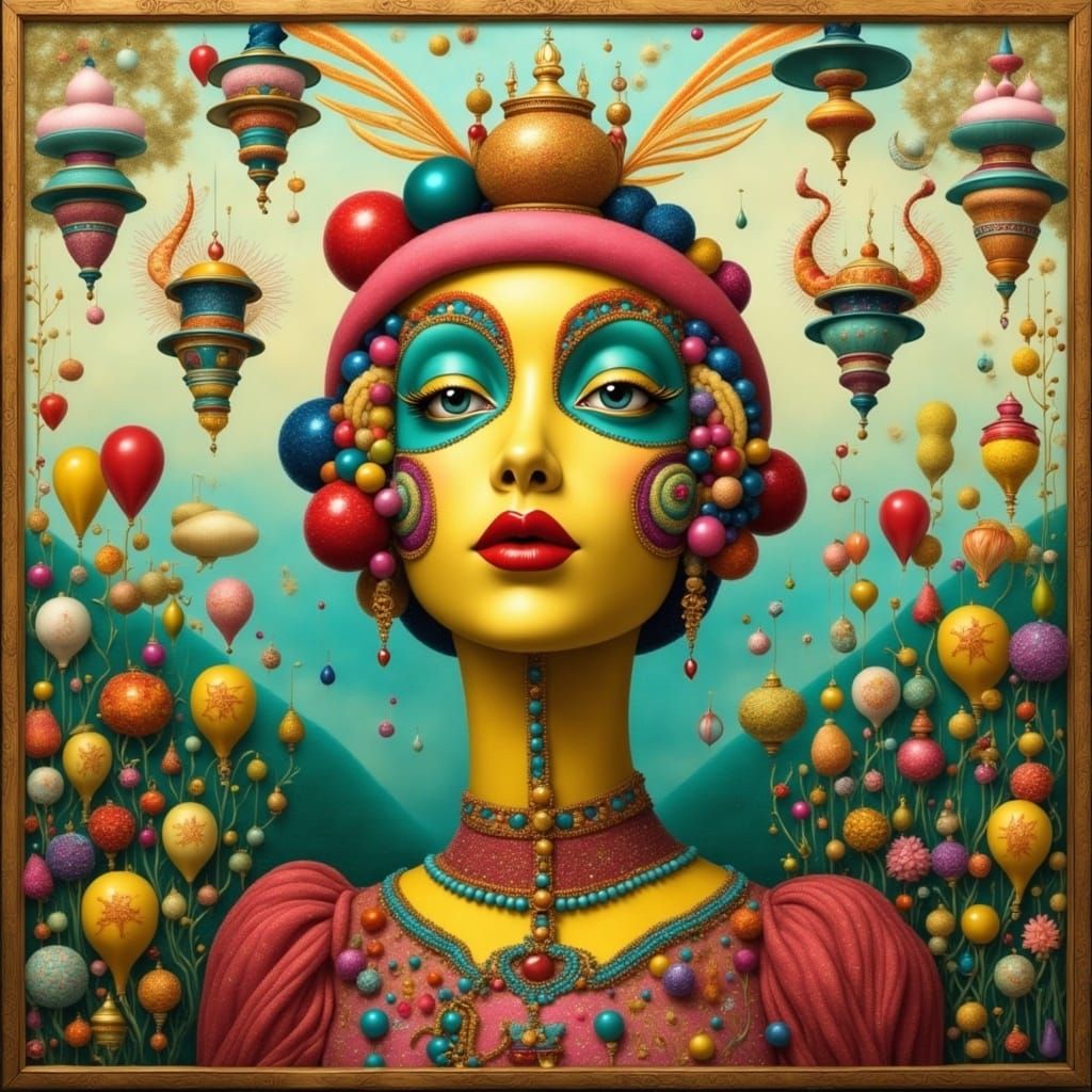 Intricately Woven Patchwork Humans in Whimsical Pop Surreal....