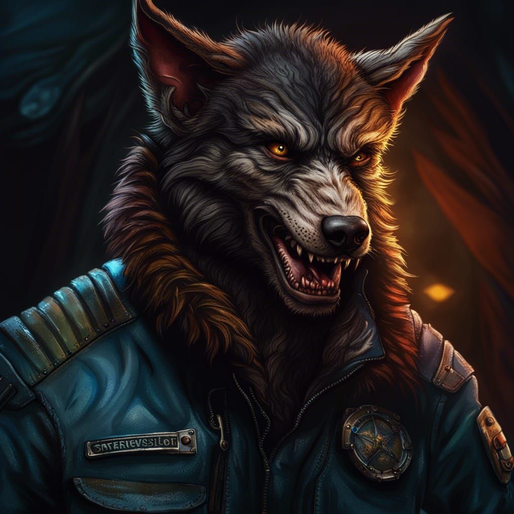 Werewolf Pilot Portrait in Detailed Matte Style