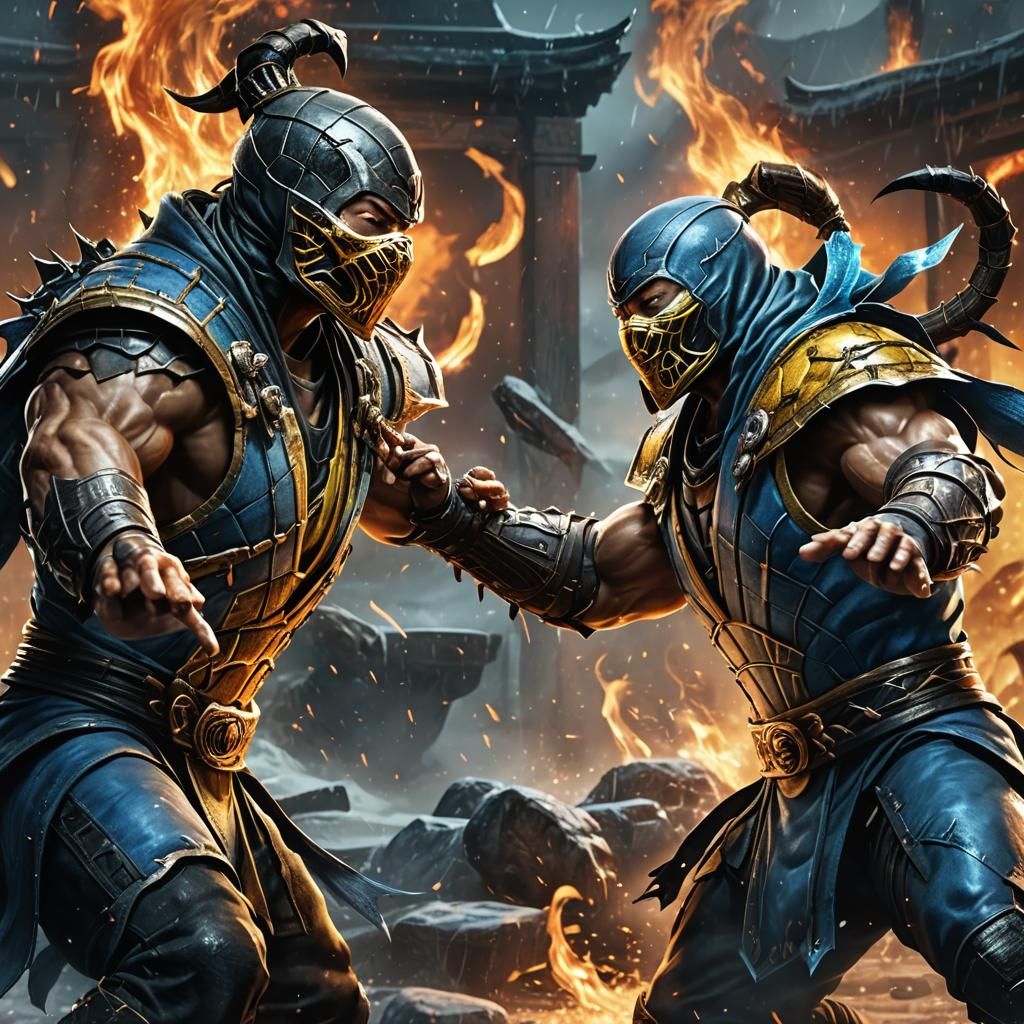 Epic Mortal Kombat Scorpion vs Sub-Zero Standoff