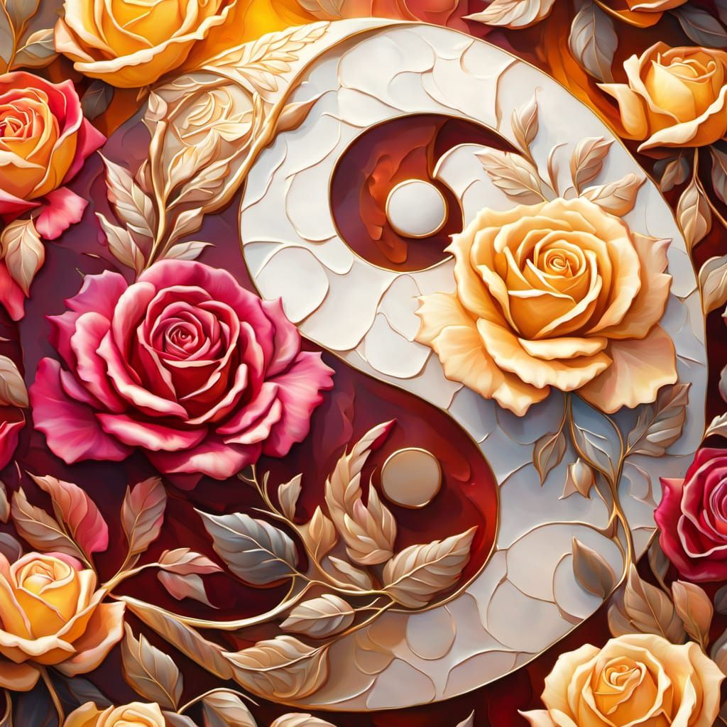 Rose Yin Yang: A Macro Oil Painting