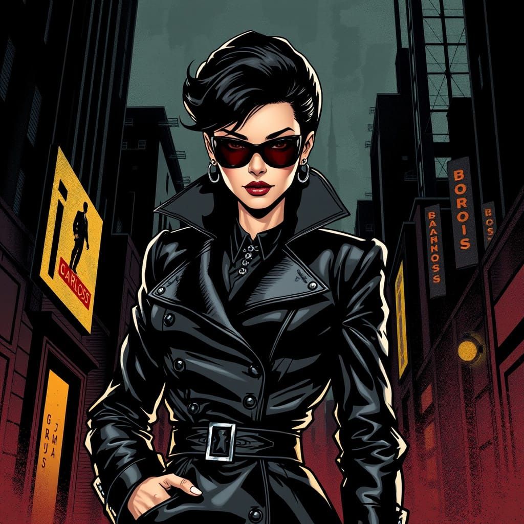 Gritty Baroness Posing with Sophisticated Attitude in Urban....