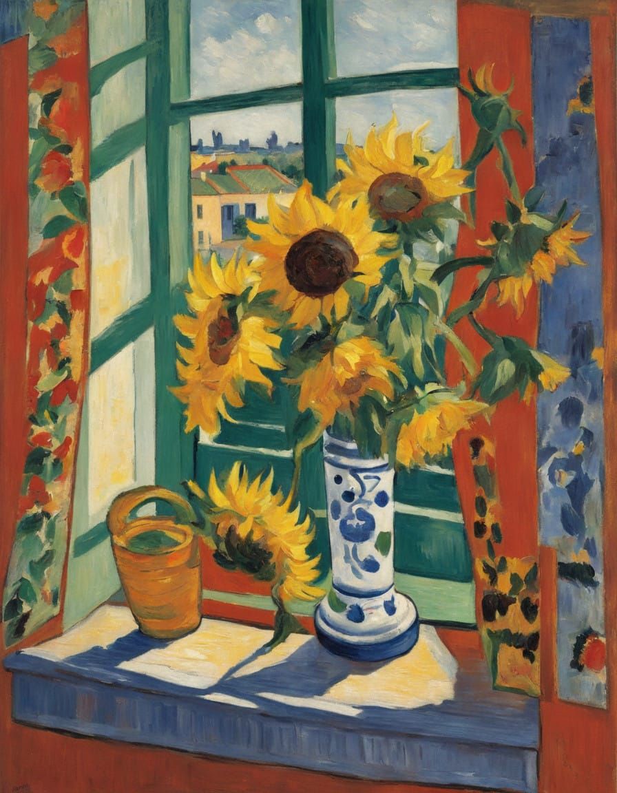Sunny Floral Still Life in Vibrant Colors as Digital Art
