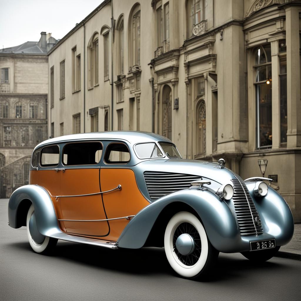 Retro Aerodynamic Car in Jules Verne Style