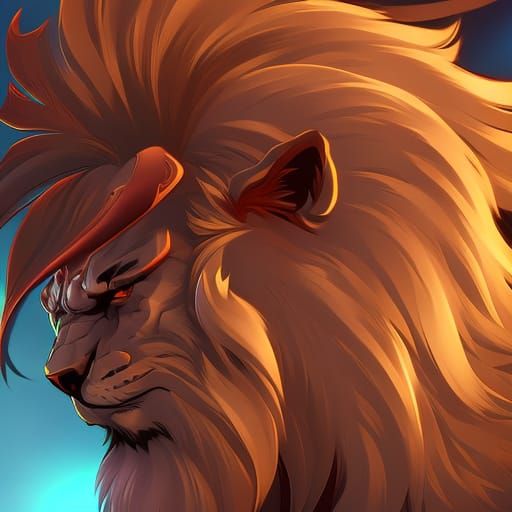 Ryu Lion Man Portrait in Hyperdetailed Digital Art
