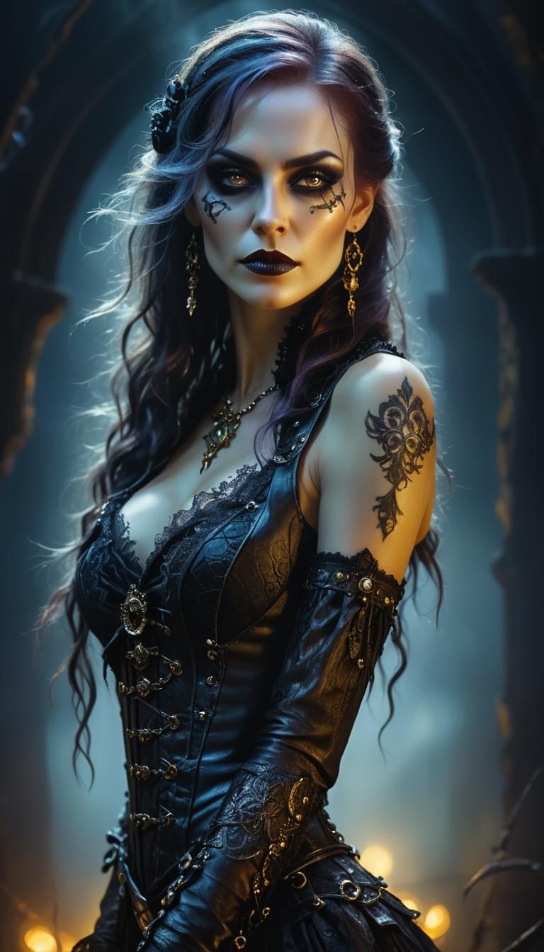 Gothic Pirate Portrait in a Misty Autumn Night