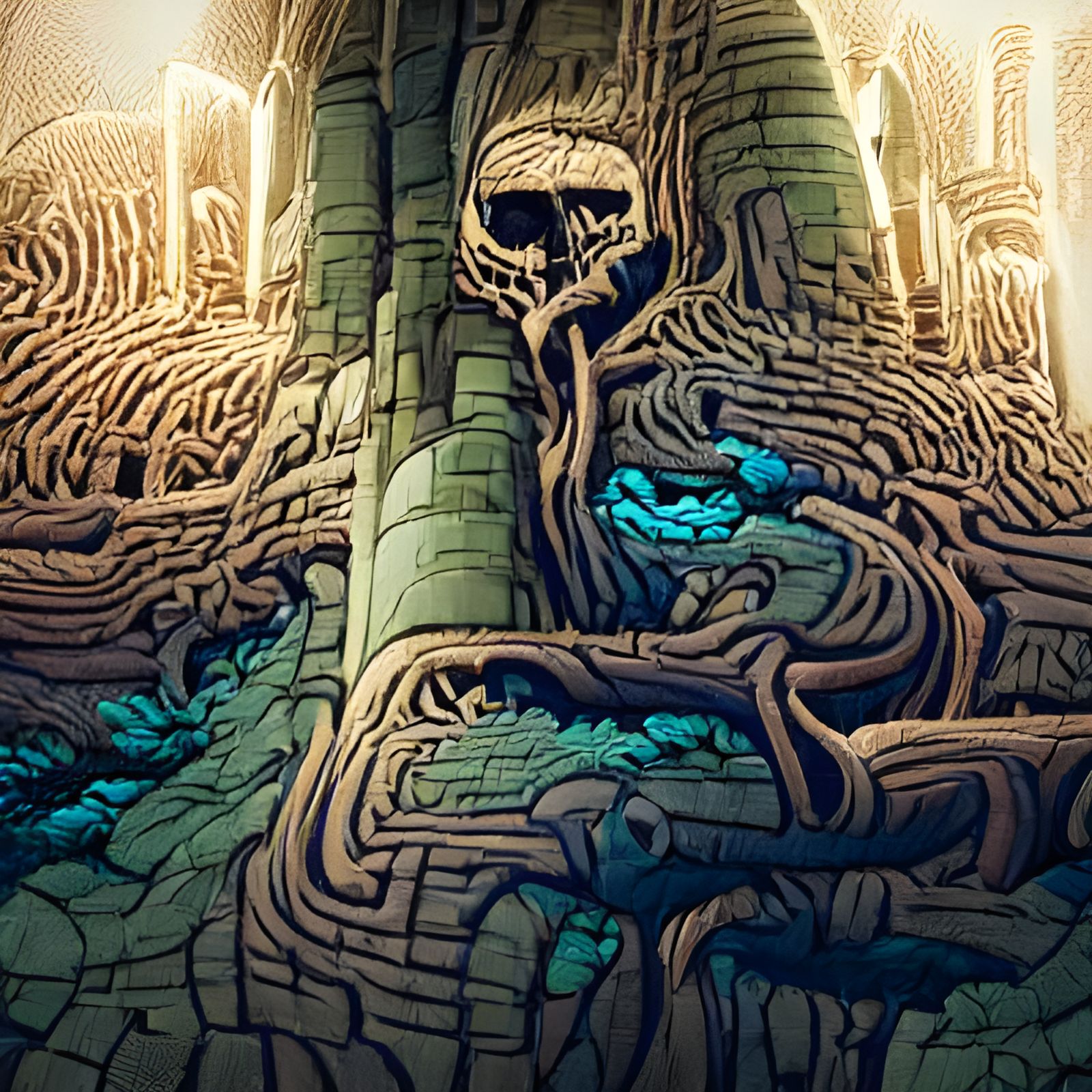 Dark Maze of Hell with Twisted Tree Veins