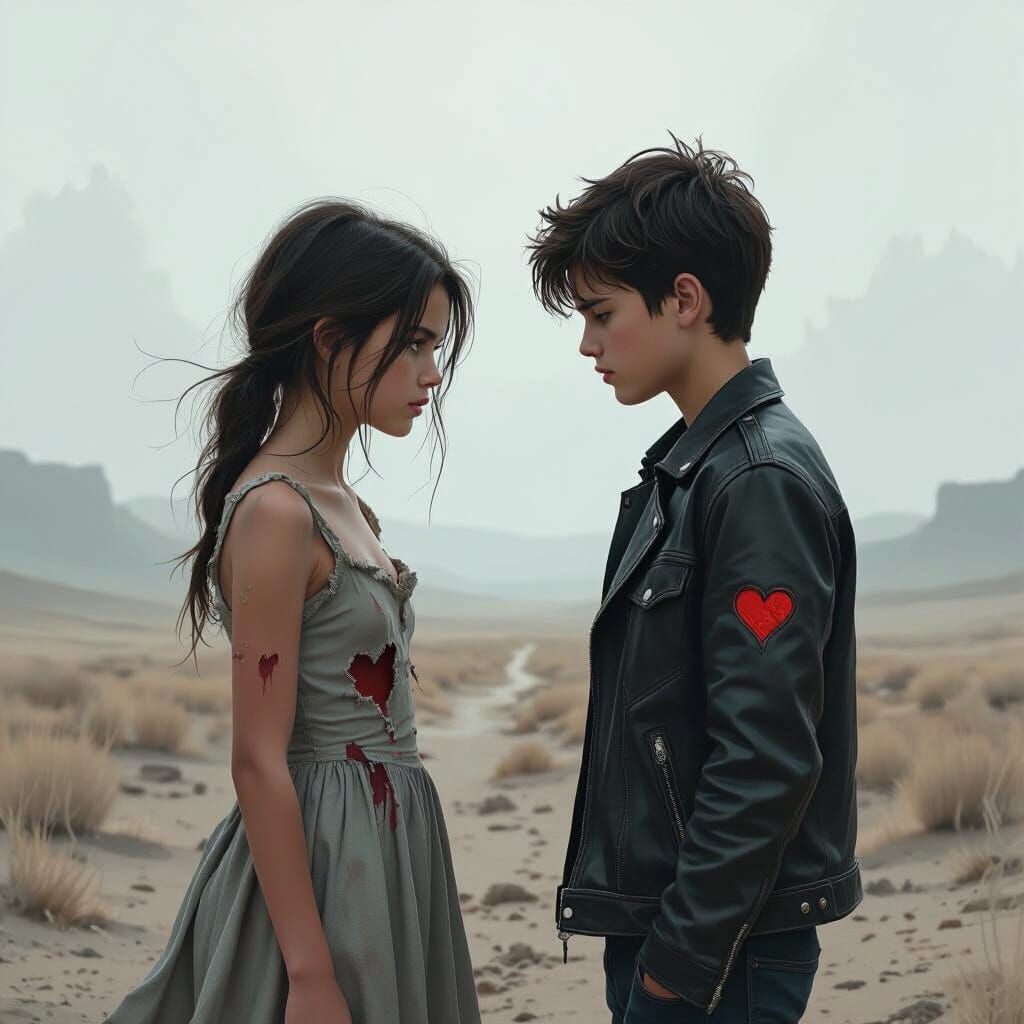 Emotionally Charged Scene of Two Broken Hearts