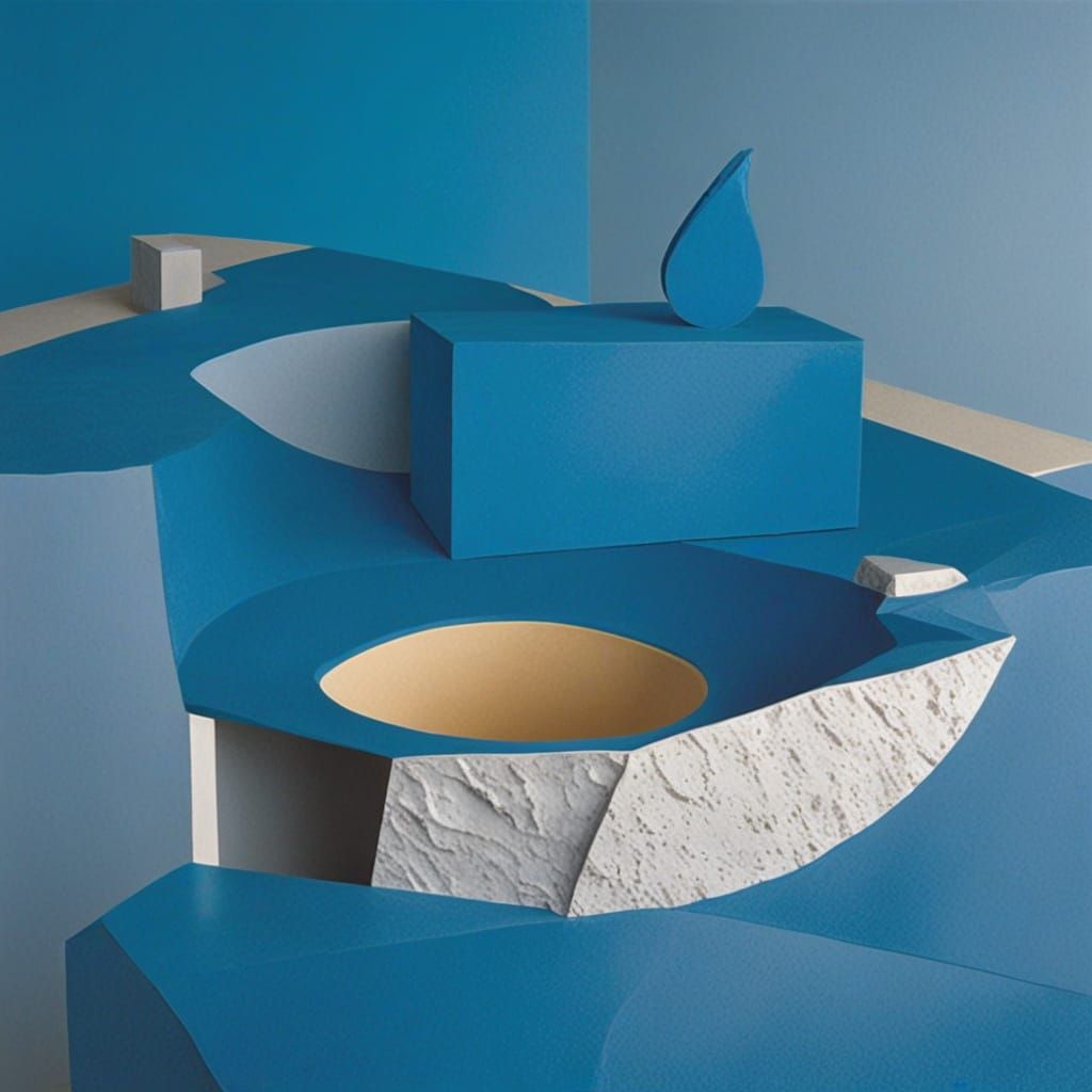 Abstract Sculpture in Blues and Earth Tones