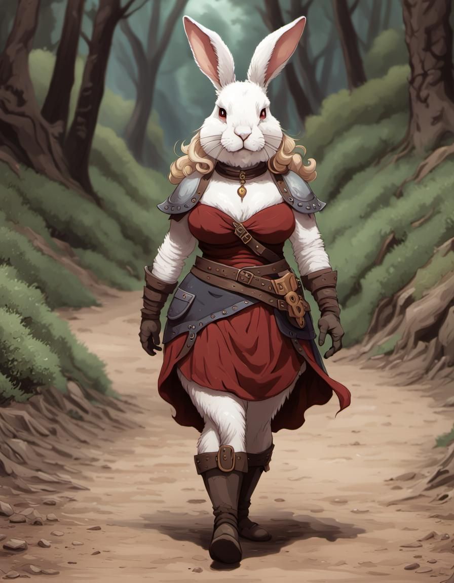 Fantasy Rabbit Rogue Portrait in D&D Style