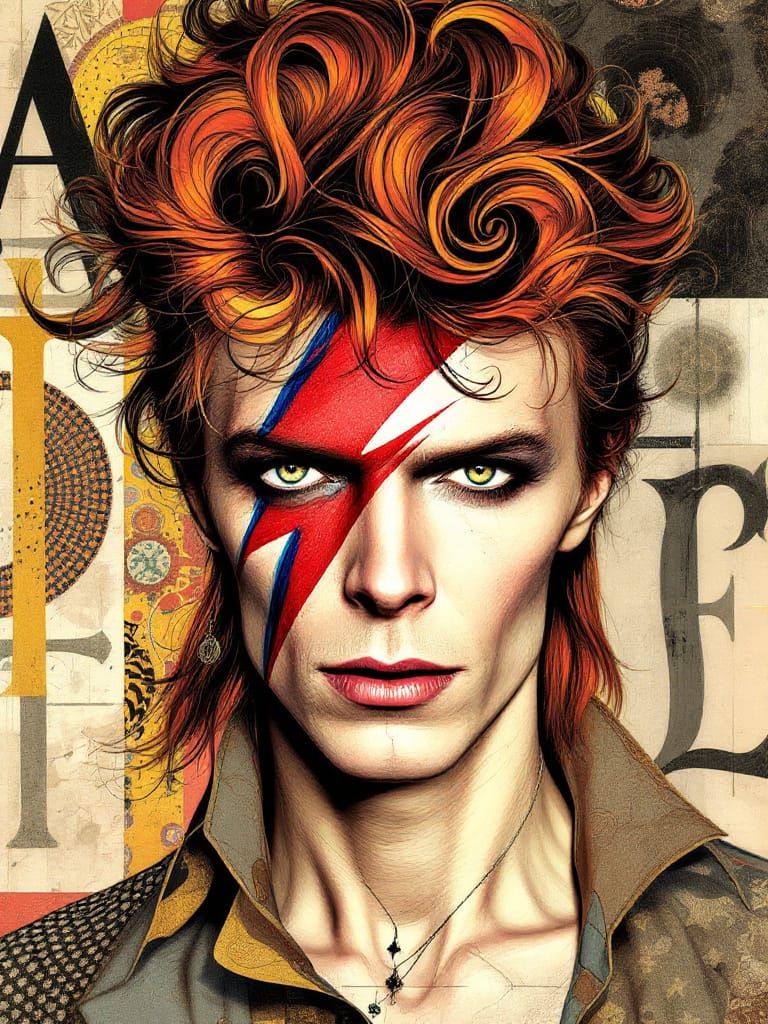 David Bowie Portrait as Baroque-Inspired Art Nouveau Paintin...