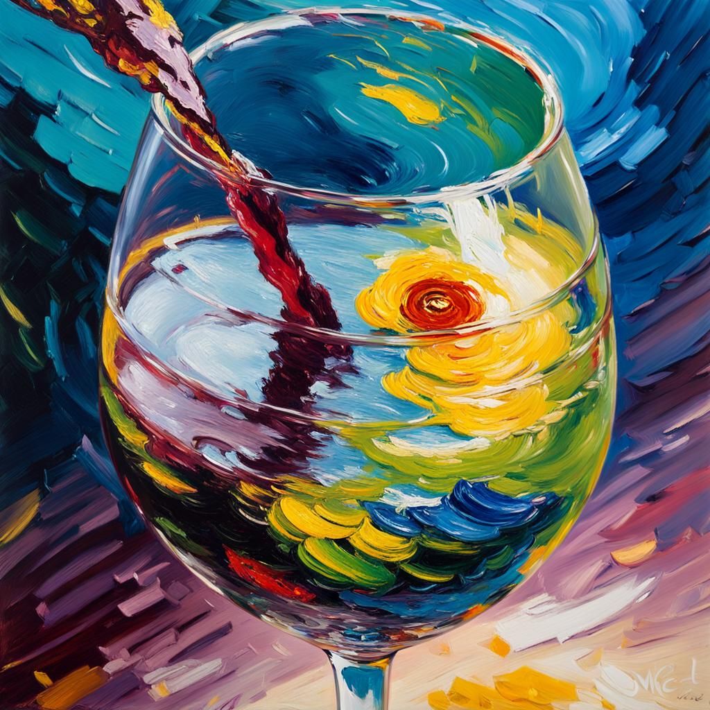 Pinot Noir in Neo-Impressionist Oil Painting