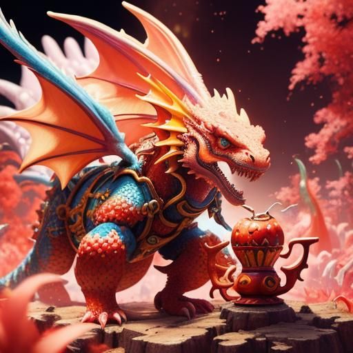 Strawberry Dragon Concept Art in Candyland