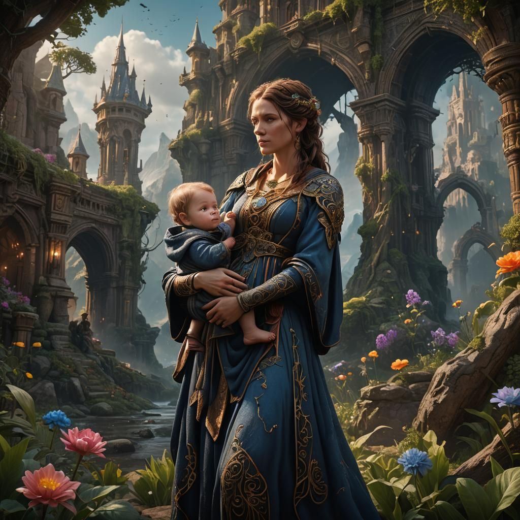 Realistic Motherhood in Detailed Matte Painting