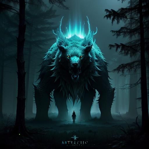 Cryptid Emerges from Haunted Forest in Holographic Style