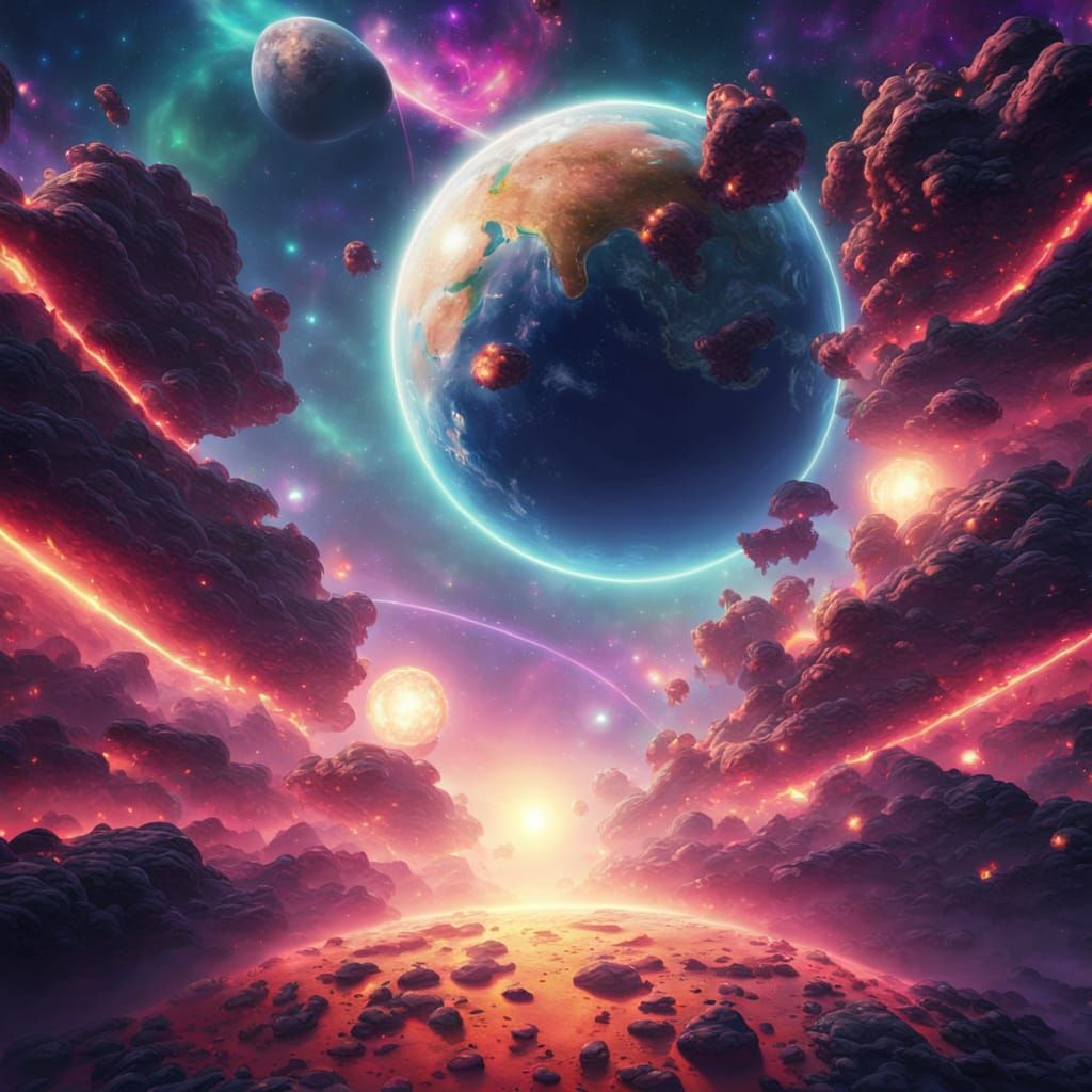 Vibrant Earth in Space: Pixar-Style Digital Art
