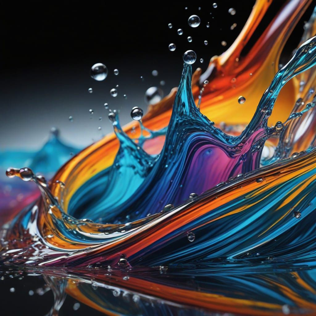 Vibrant, Swirling Oil and Water Droplets in Closeup