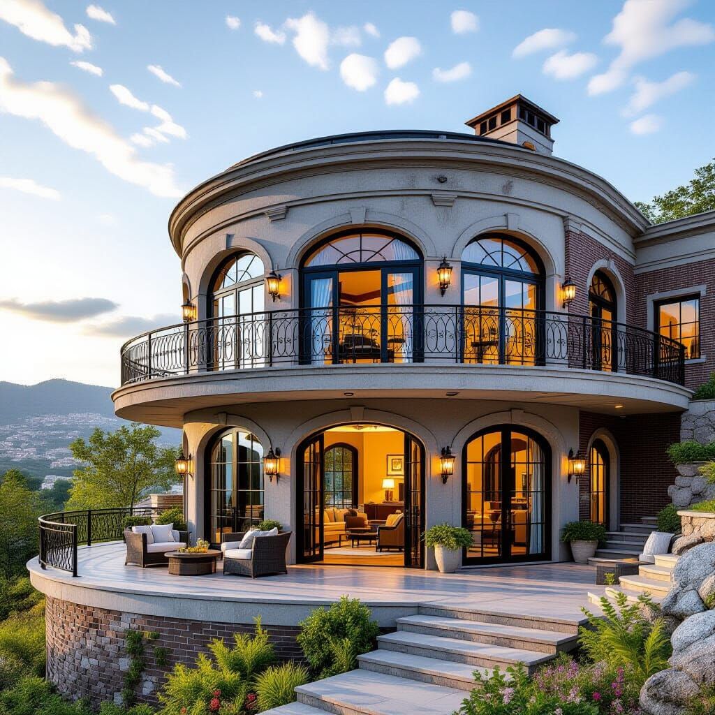 Modern Semi-Circular House Rendered in Concrete, Brick, and ...