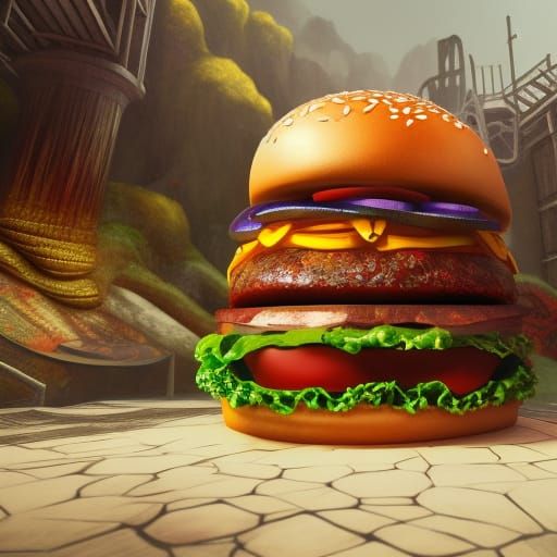 Burger Hat: Detailed Fantasy Concept Art