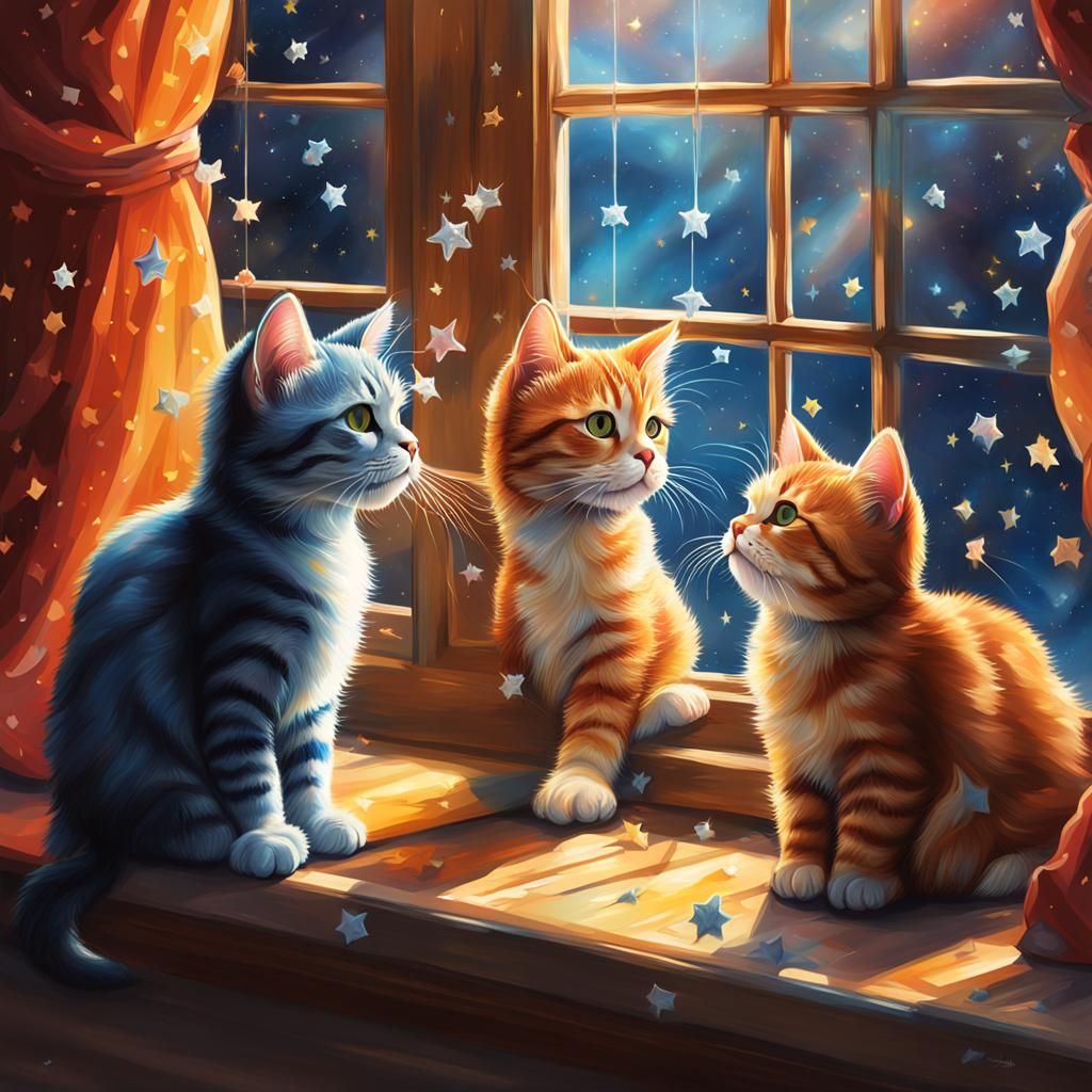 Cute Cats Play: Hyperrealistic Splash Art