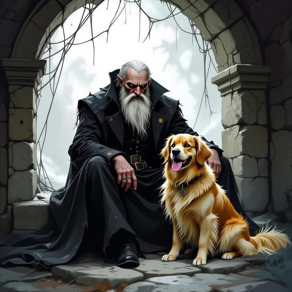 Write a short story about a grumpy old vampire who unexpecte...