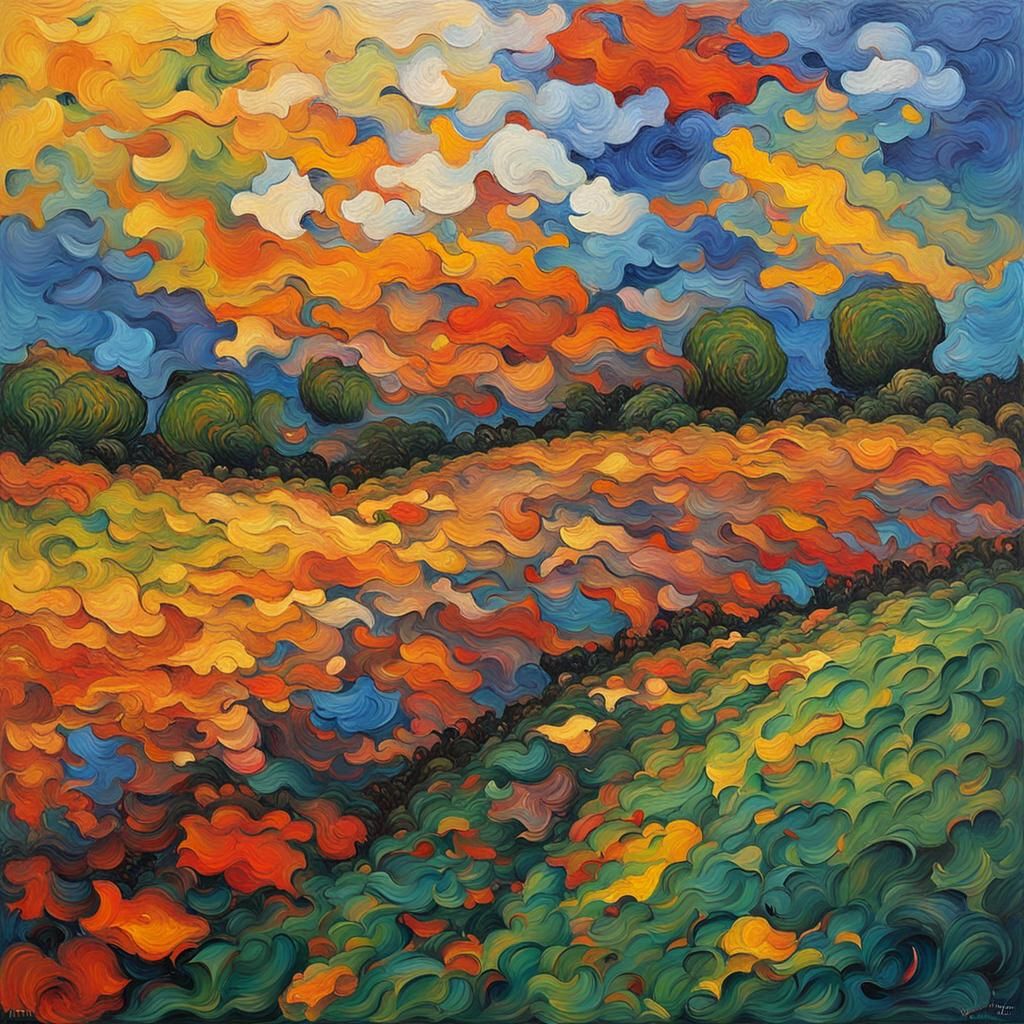 Colorful Abstract Oil Painting in Impasto Style