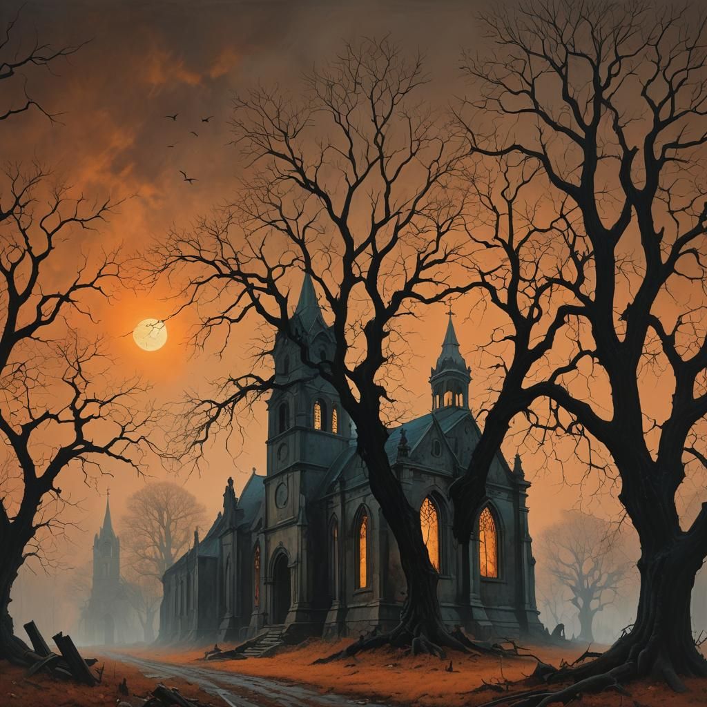 Sleepy Hollow Church Ruins in Baroque Style