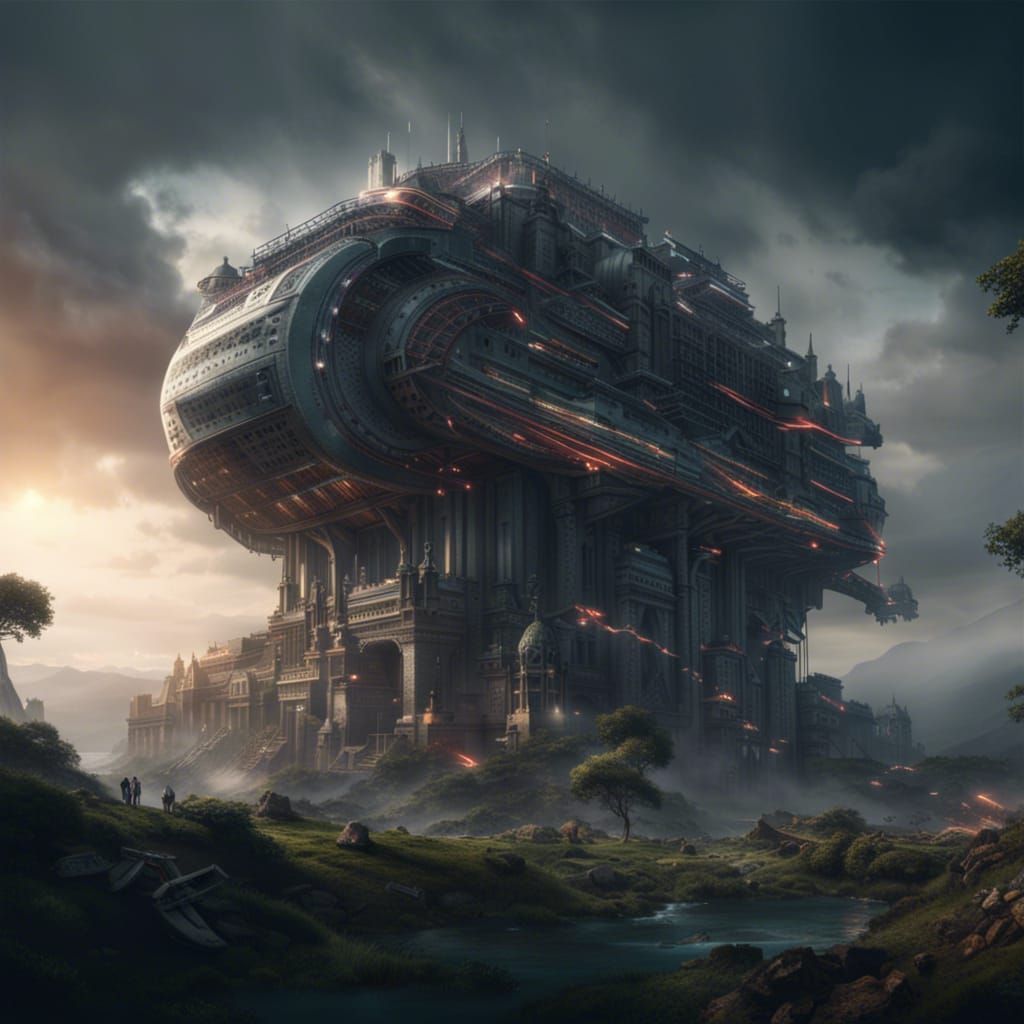 Epic Maximalist AI Digital Matte Painting