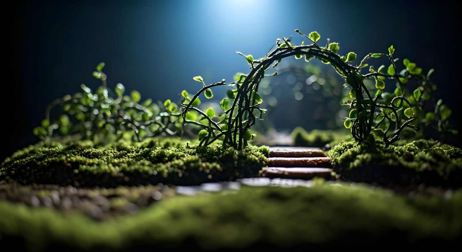 Detailed Miniature Creepy Garden at Night