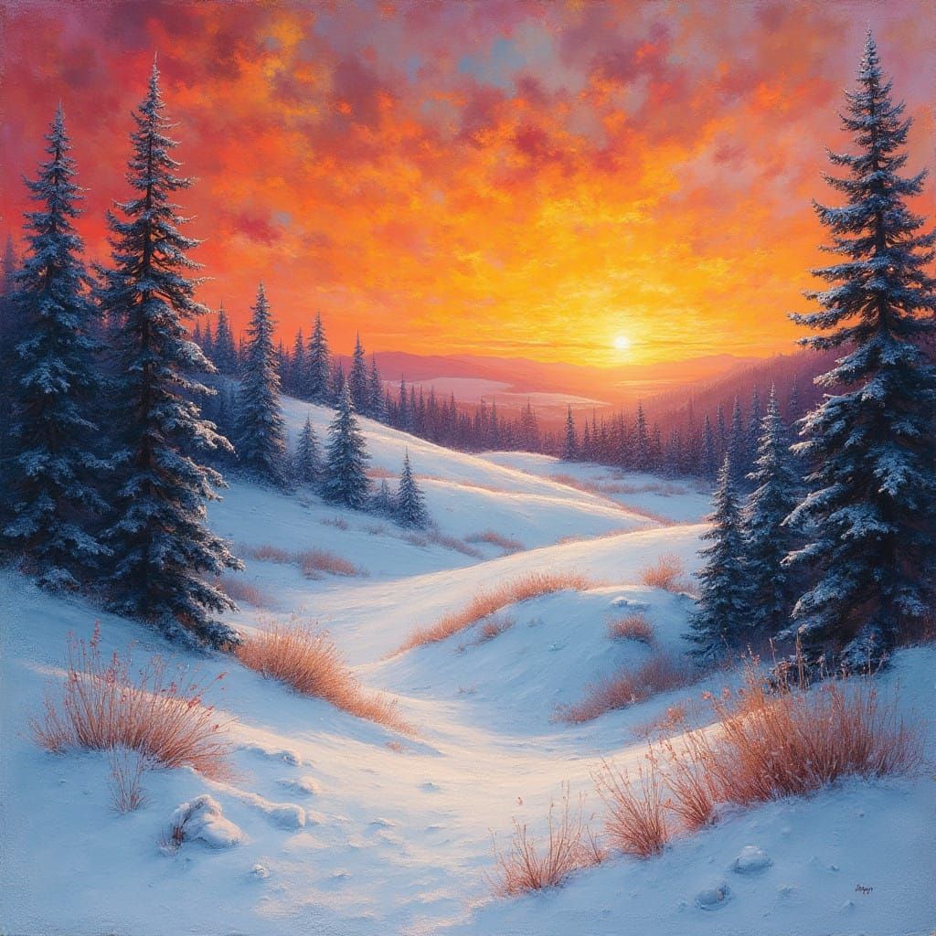 Dreamlike Winter Landscape in Vibrant Colors