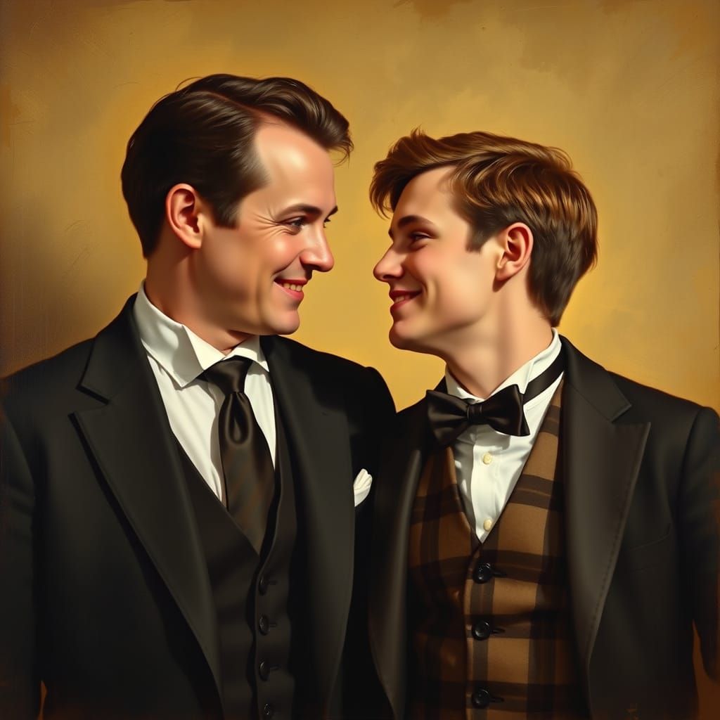 Elegant Gentlemen Share a Romantic Moment