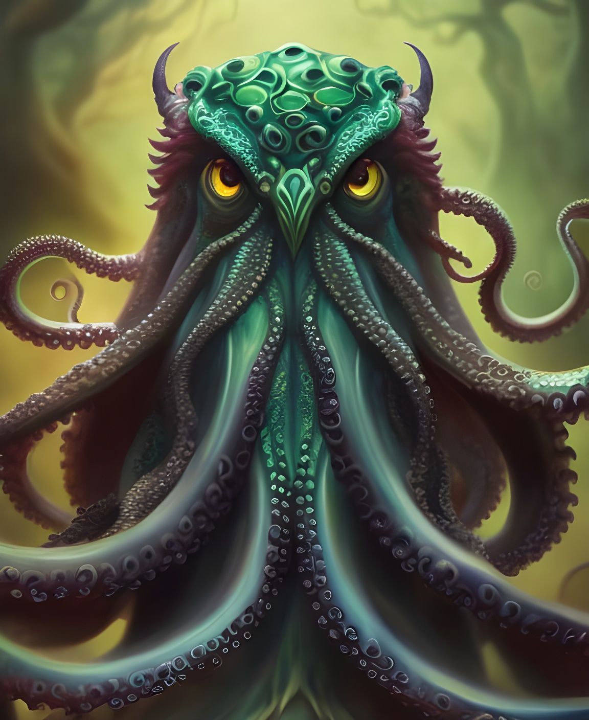 Hyperrealistic Cthulhu Owl with Tentacles