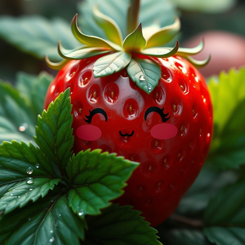 Kawaii Strawberry Fantasy Art in Matte Painting Style