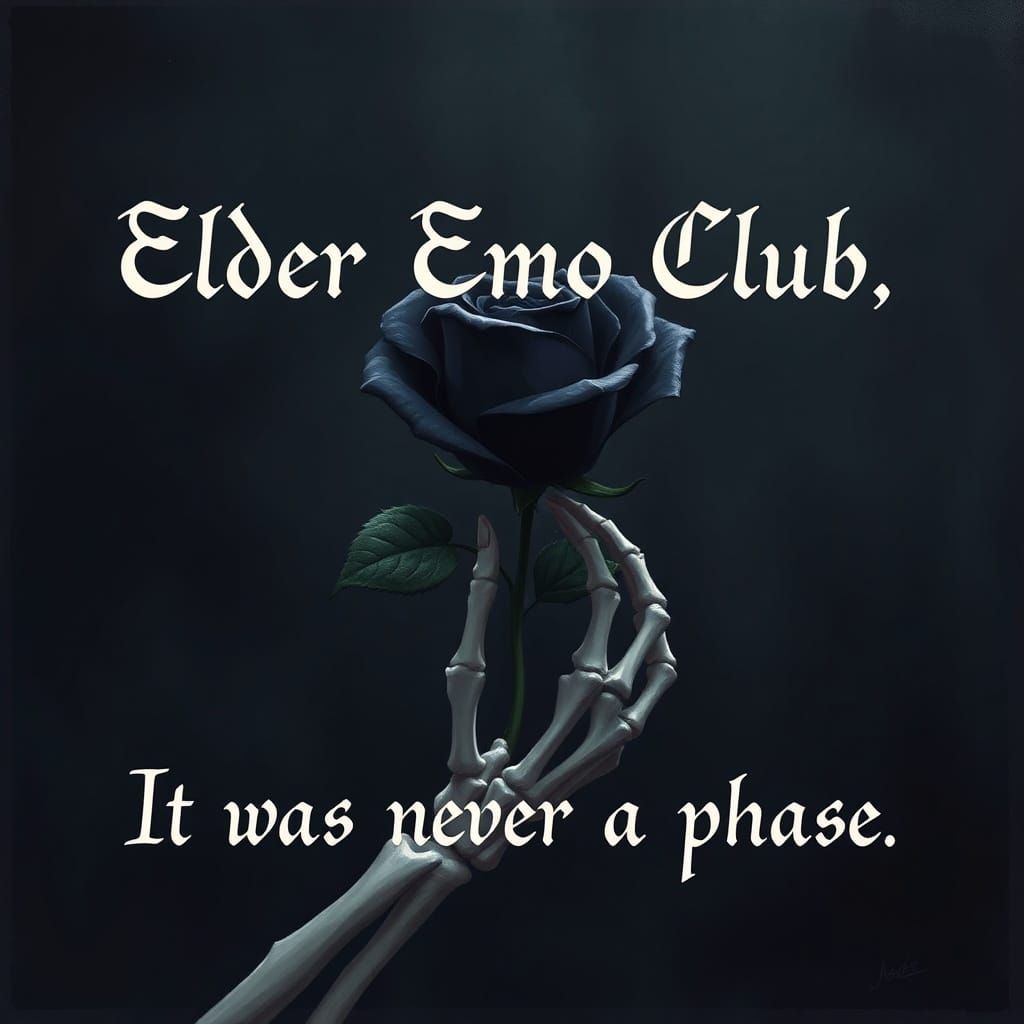 Skeleton Hand with Black Rose: Elder Emo Club Art