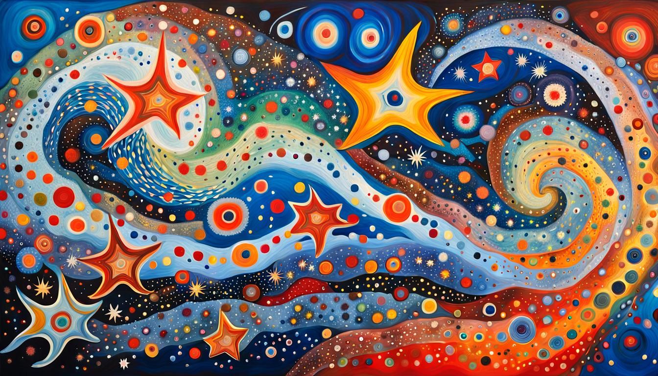 Dreamtime Painting of Swirling Cosmic Star Formation