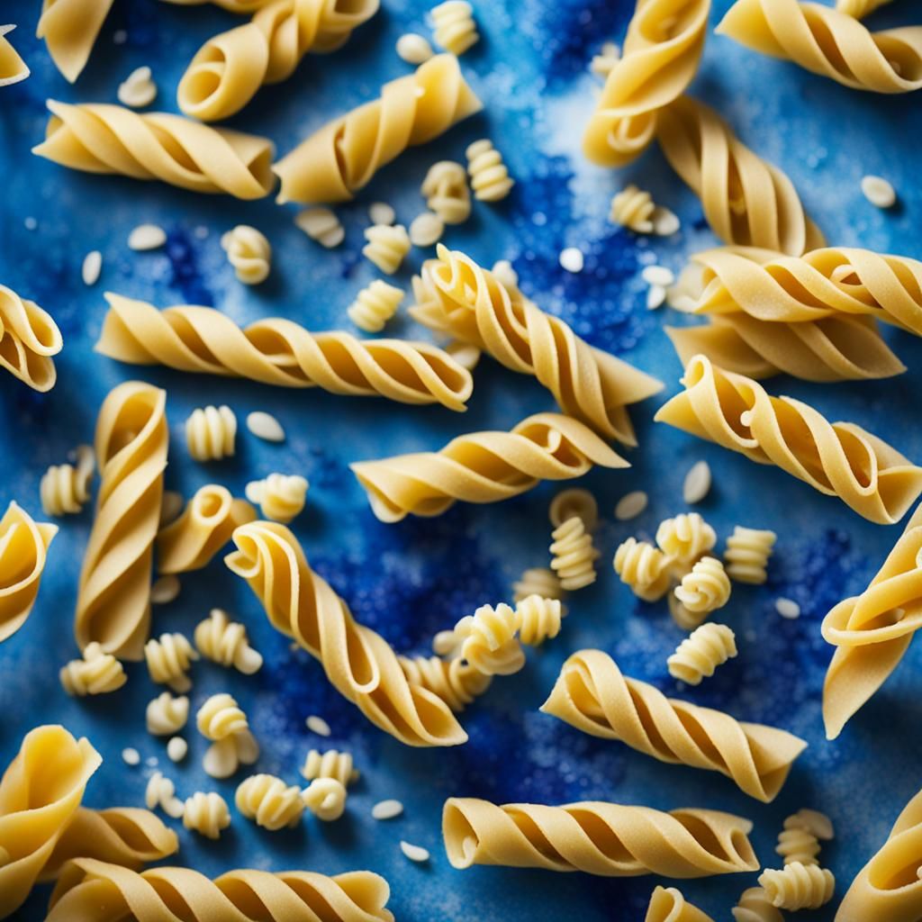 Minimalist Pasta in Blue Watercolor Style