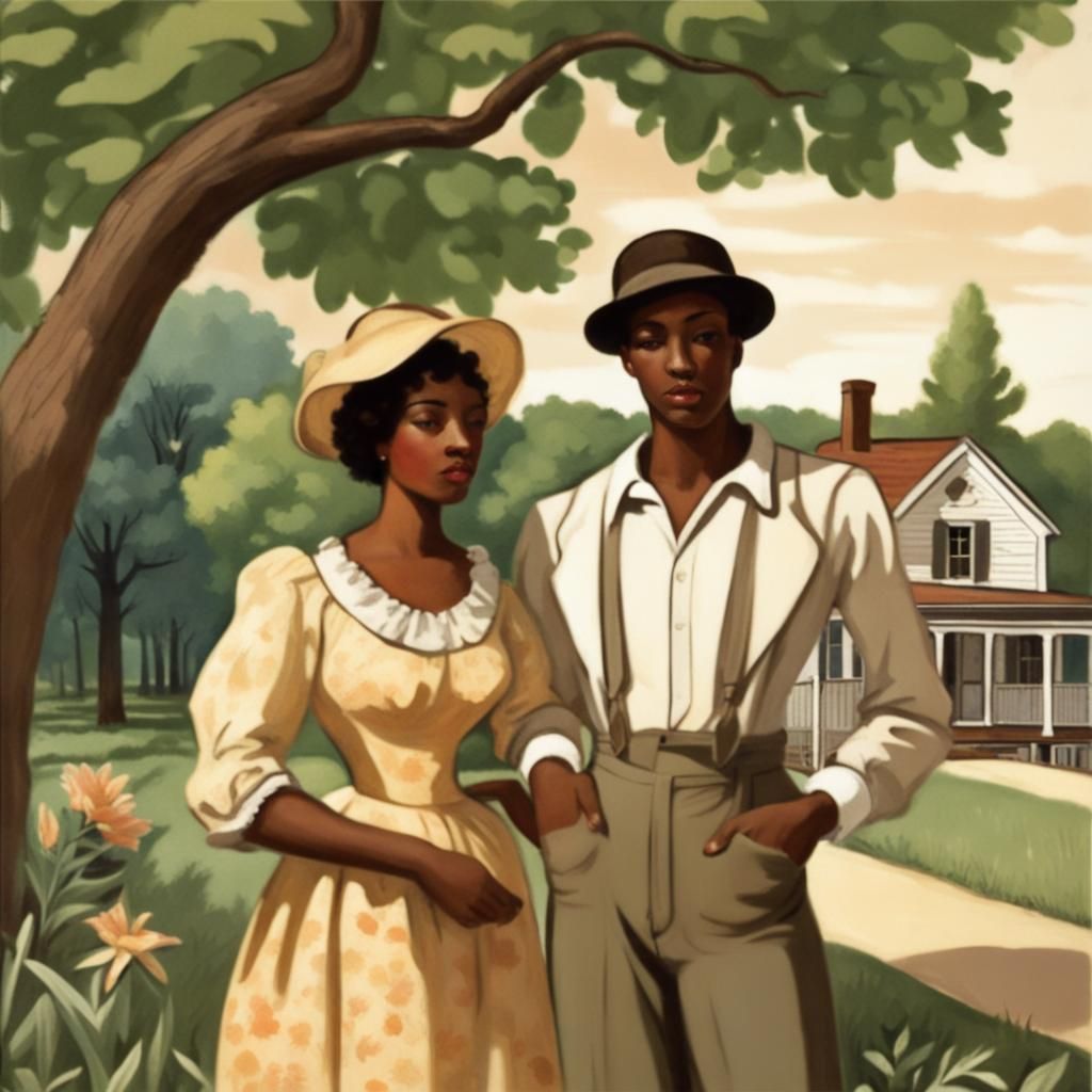 Idyllic Harlem Renaissance Pastoral Paradise Illustration