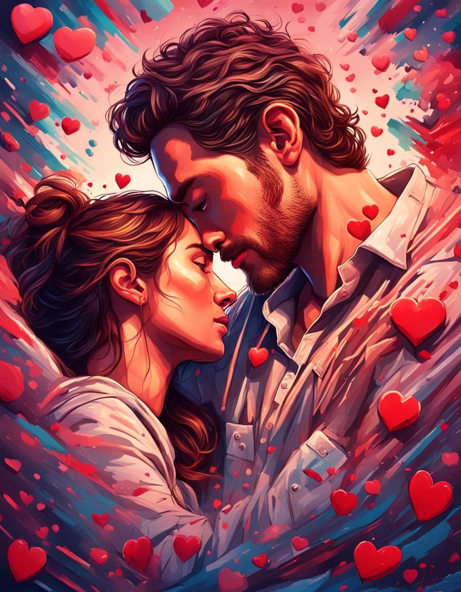 Valentine's Day Pheasant Lovers: Hyperrealistic Splash Art