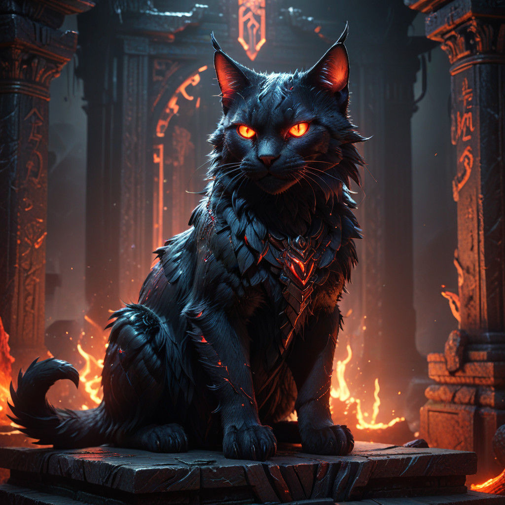 Demonic Cat Reigns Over Ancient Temple