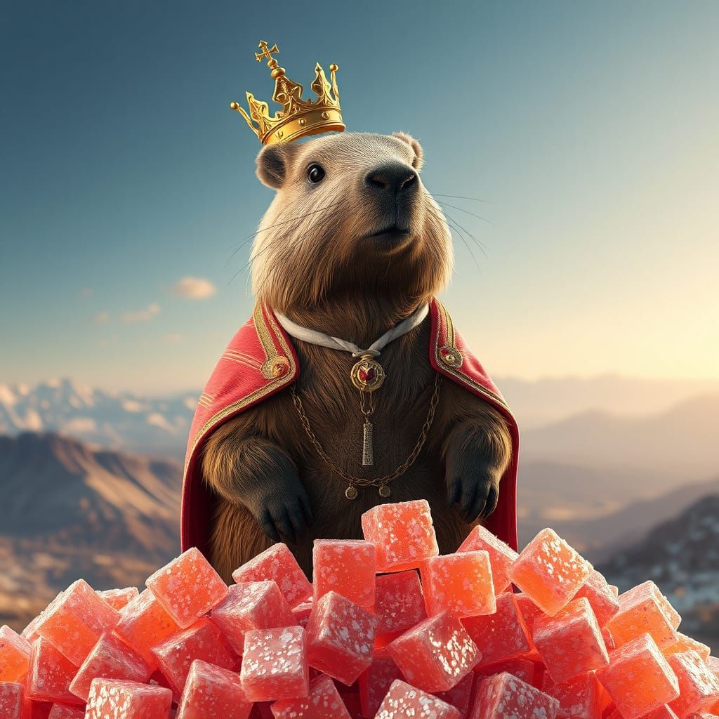 Crowned Capybara King on Sugar Mountain